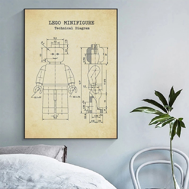 Legos Man Brevetto Poster vint - Interior Design Studio recensione e prezzo